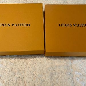 2 Louis Vuitton boxes and bags with ribbon